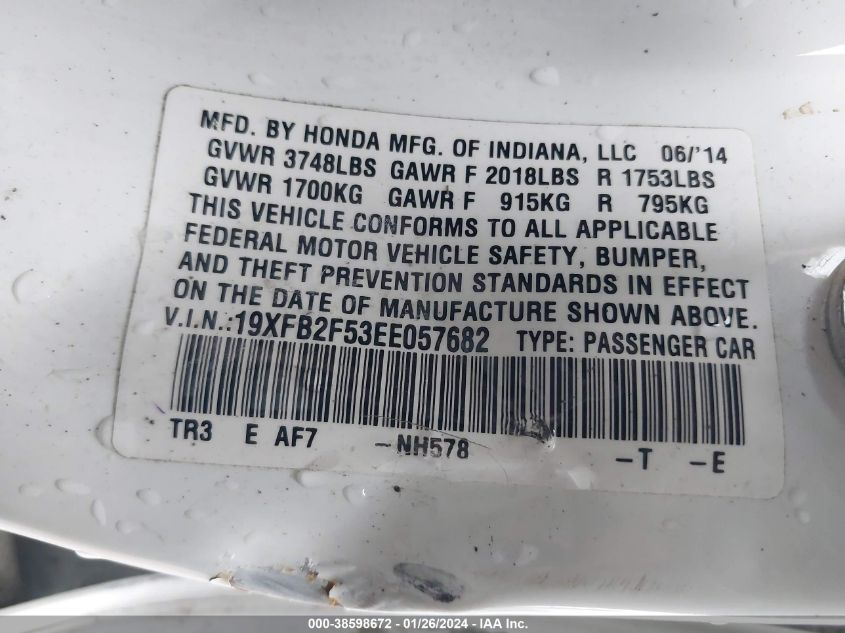2014 HONDA CIVIC LX - 19XFB2F53EE057682