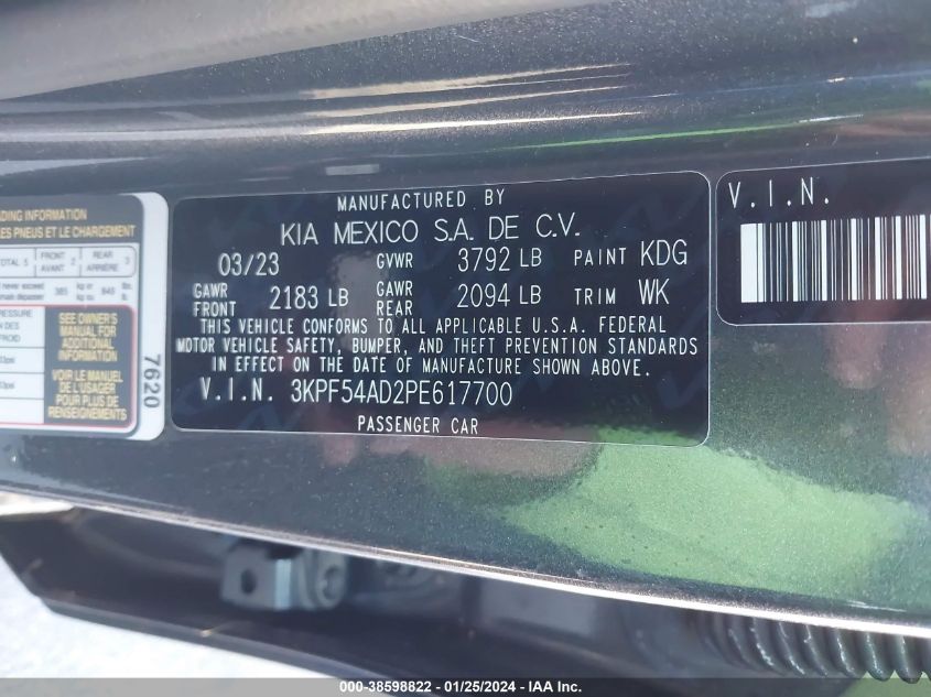 2023 KIA FORTE GT-LINE - 3KPF54AD2PE617700