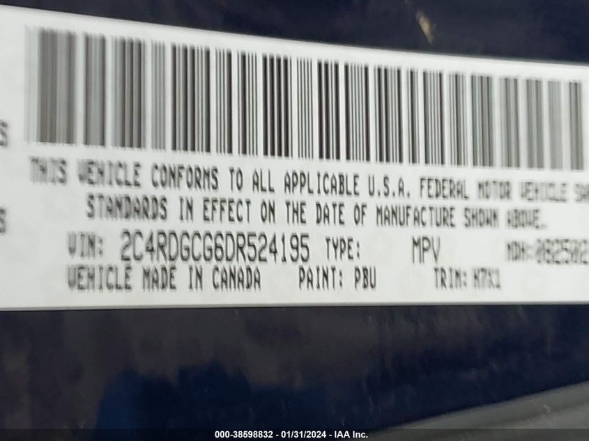 2013 DODGE GRAND CARAVAN SXT - 2C4RDGCG6DR524195