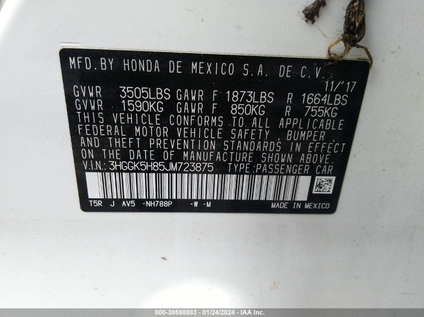 2018 HONDA FIT EX - 3HGGK5H85JM723875