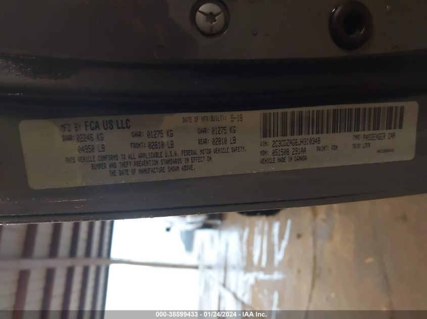 2018 DODGE CHALLENGER SXT - 2C3CDZAG6JH310348