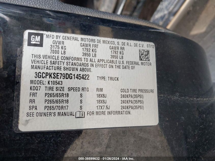 2013 CHEVROLET SILVERADO 1500 LT - 3GCPKSE79DG145422