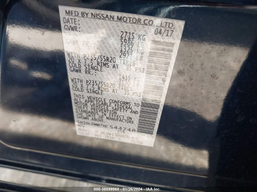 2017 INFINITI QX60 - 5N1DL0MM7HC544748