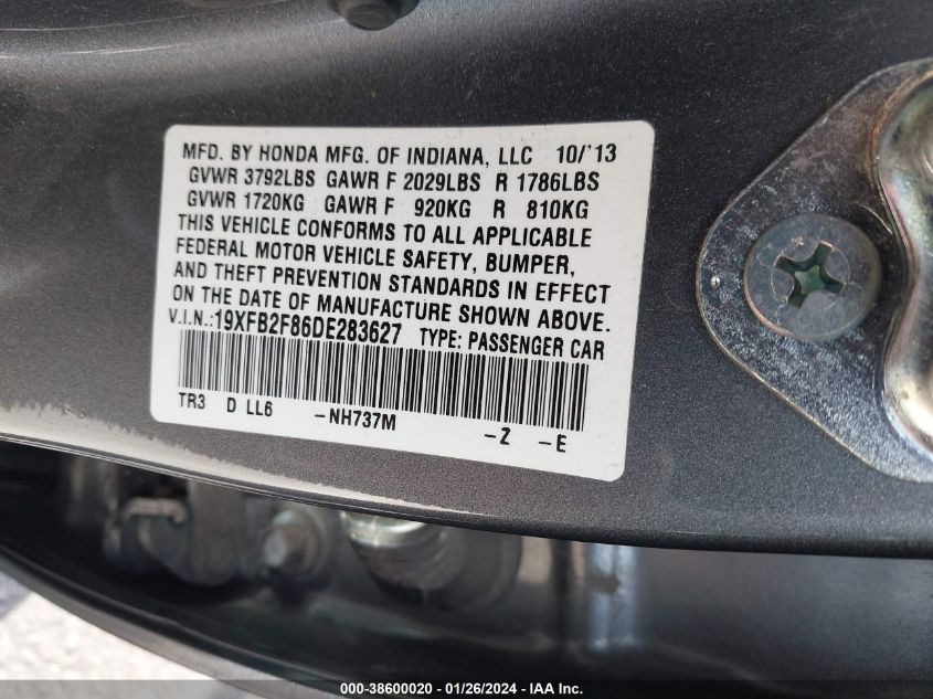 2013 HONDA CIVIC EX - 19XFB2F86DE283627