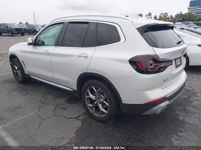 2022 BMW X3 SDRIVE30I - 5UX43DP02N9L60006