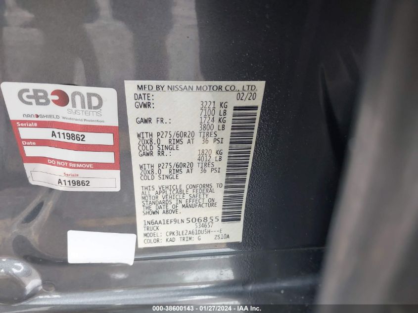 2020 NISSAN TITAN SV/SL/PLATINUM RESERVE - 1N6AA1EF9LN506855
