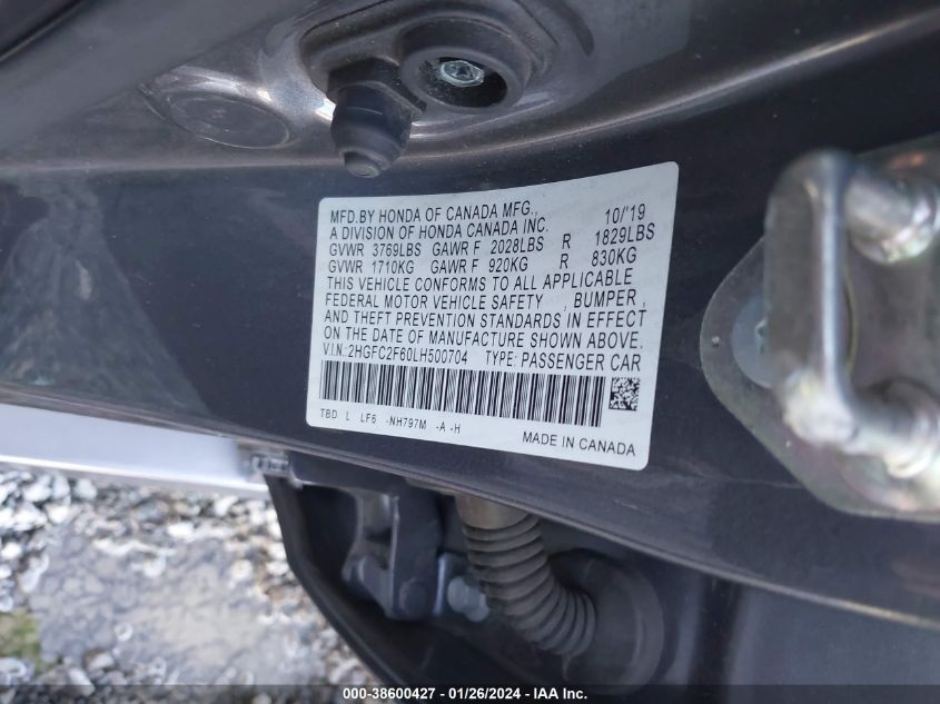 2020 HONDA CIVIC LX - 2HGFC2F60LH500704