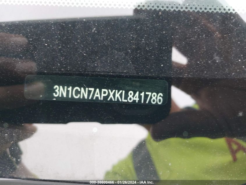 2019 NISSAN VERSA S/S PLUS/SV - 3N1CN7APXKL841786