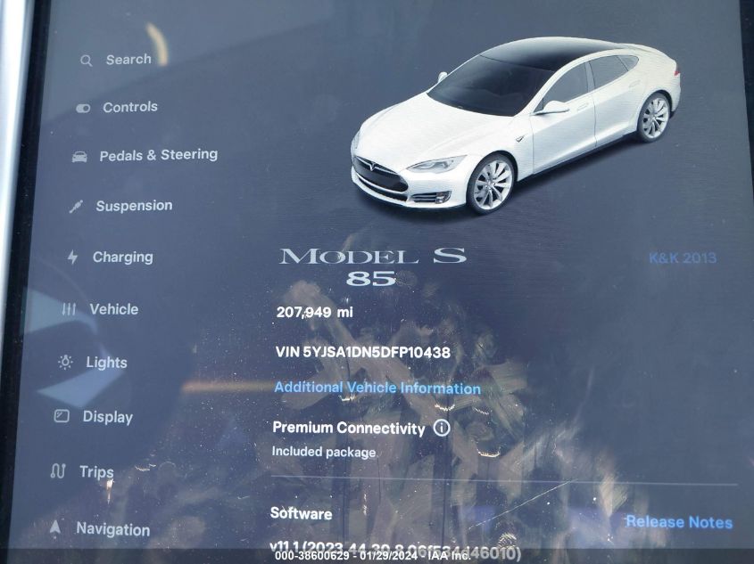 2013 TESLA MODEL S - 5YJSA1DN5DFP10438