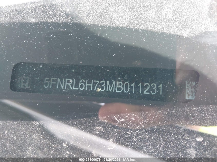 VIN 5FNRL6H73MB011231 2021 HONDA ODYSSEY EXL