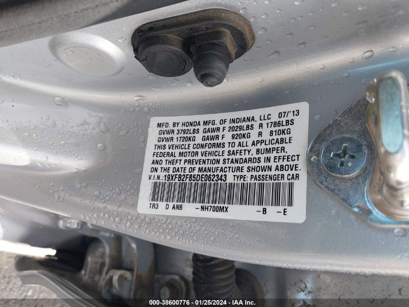 2013 HONDA CIVIC EX - 19XFB2F85DE062343