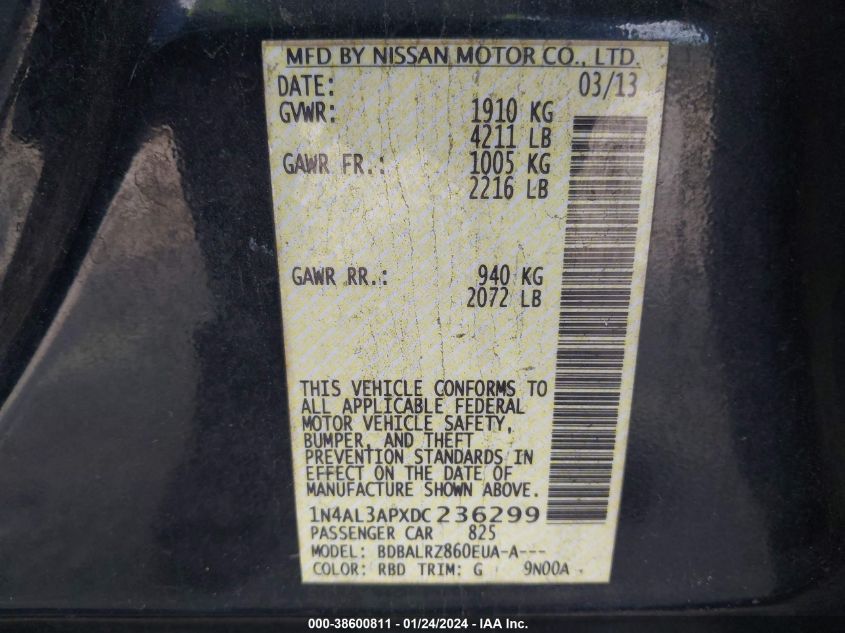 2013 NISSAN ALTIMA 2.5 S - 1N4AL3APXDC236299
