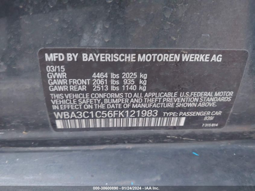 2015 BMW 328I - WBA3C1C56FK121983