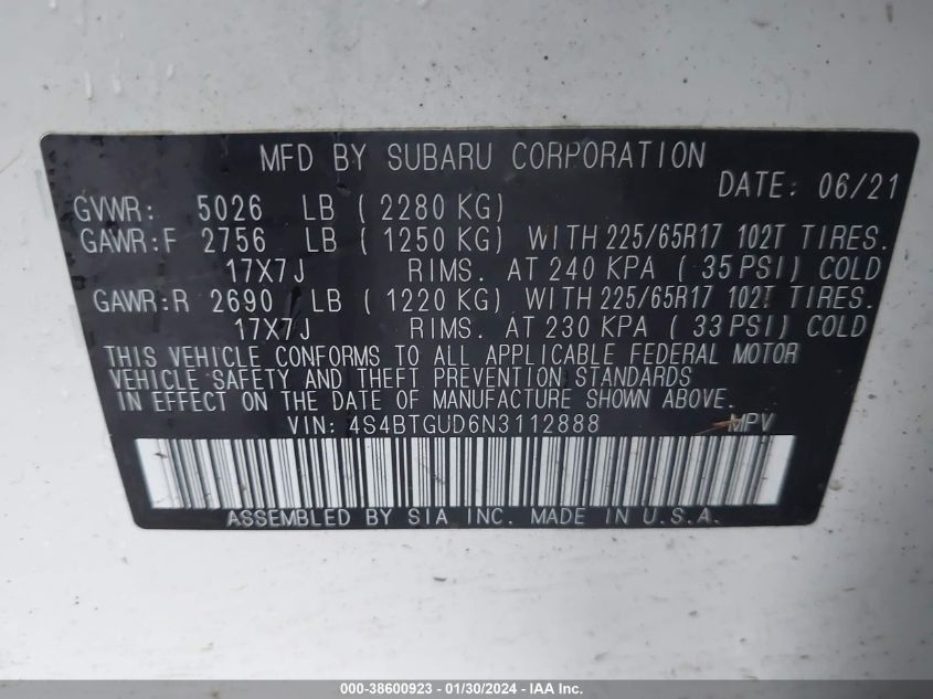 2022 SUBARU OUTBACK WILDERNESS - 4S4BTGUD6N3112888