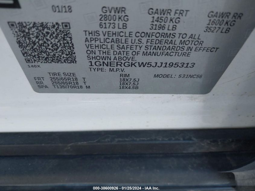 2018 CHEVROLET TRAVERSE LT - 1GNERGKW5JJ195313