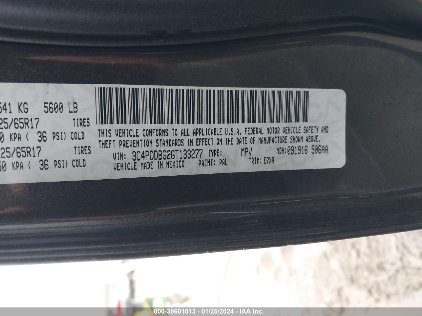 2016 DODGE JOURNEY SXT - 3C4PDDBG2GT133277