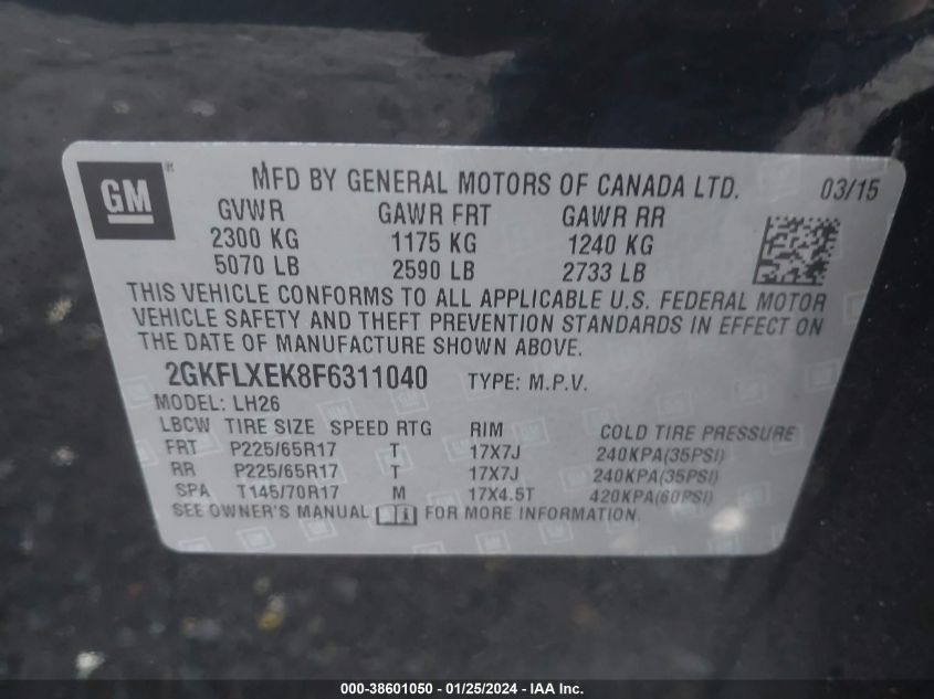 2015 GMC TERRAIN SLT-1 - 2GKFLXEK8F6311040