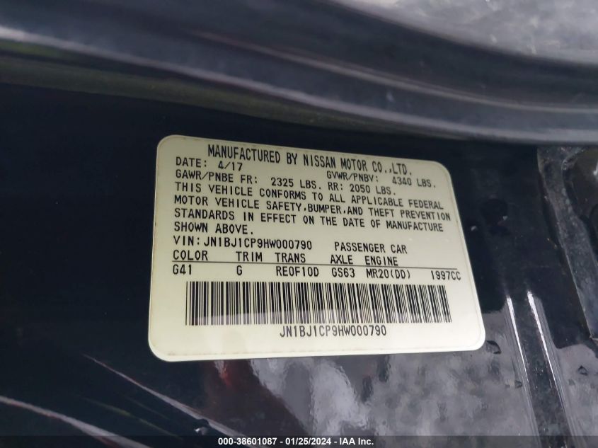 2017 NISSAN ROGUE SPORT S/SV/SL - JN1BJ1CP9HW000790