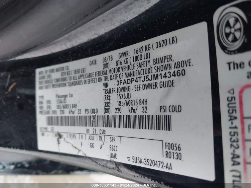 2018 FORD FIESTA S - 3FADP4TJ5JM143460