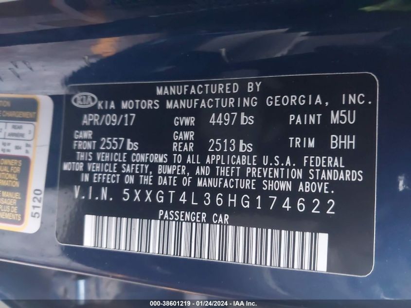 2017 KIA OPTIMA LX - 5XXGT4L36HG174622