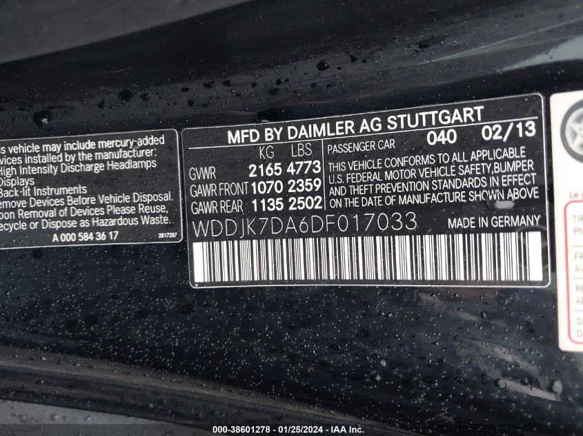 2013 MERCEDES-BENZ SL 550 - WDDJK7DA6DF017033