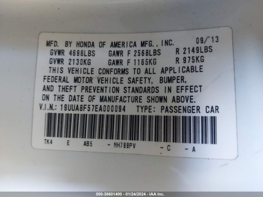 2014 ACURA TL 3.5 - 19UUA8F57EA000094