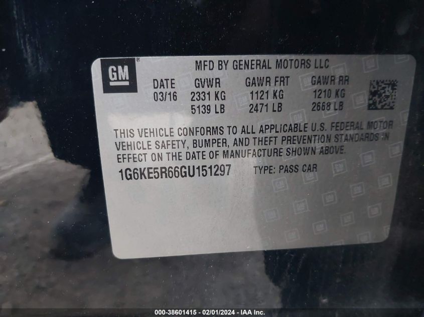 2016 CADILLAC CT6 TWIN TURBO LUXURY - 1G6KE5R66GU151297