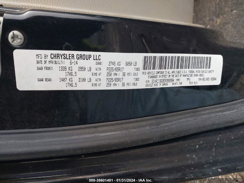2014 CHRYSLER TOWN & COUNTRY TOURING - 2C4RC1BG8ER399994
