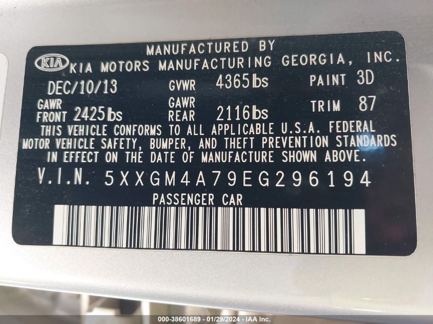 2014 KIA OPTIMA LX - 5XXGM4A79EG296194
