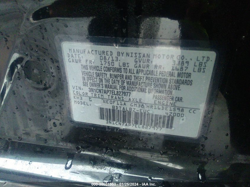 2014 NISSAN VERSA 1.6 SV - 3N1CN7AP7EL827977