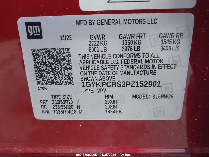 VIN 1GYKPCRS3PZ152901 2023 CADILLAC XT6 FWD PREMIUM LUXURY