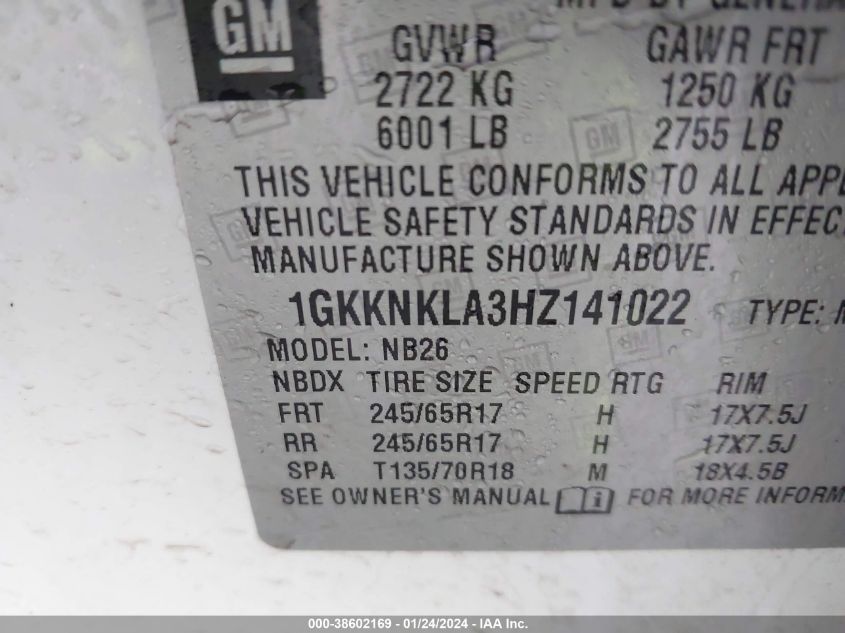 2017 GMC ACADIA SLE-1 - 1GKKNKLA3HZ141022