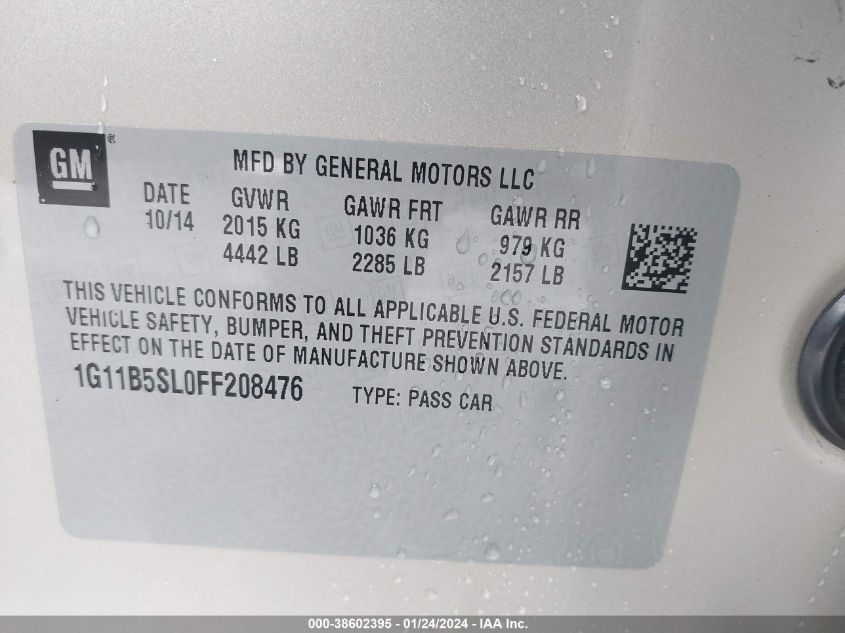 2015 CHEVROLET MALIBU LS - 1G11B5SL0FF208476