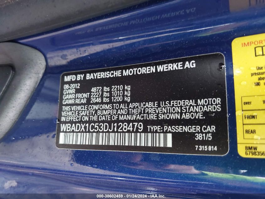 2013 BMW 335IS WBADX1C53DJ128479