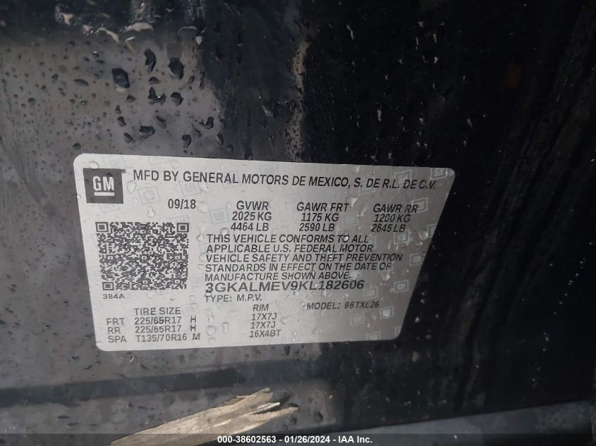 2019 GMC TERRAIN SLE - 3GKALMEV9KL182606