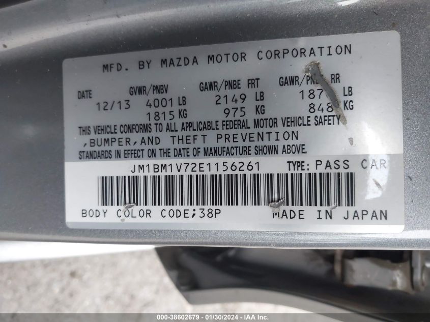 2014 MAZDA MAZDA3 I TOURING - JM1BM1V72E1156261