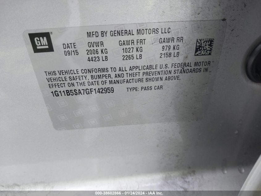 2016 CHEVROLET MALIBU LIMITED LS - 1G11B5SA7GF142959