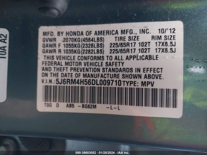 2013 HONDA CR-V EX - 5J6RM4H56DL009710