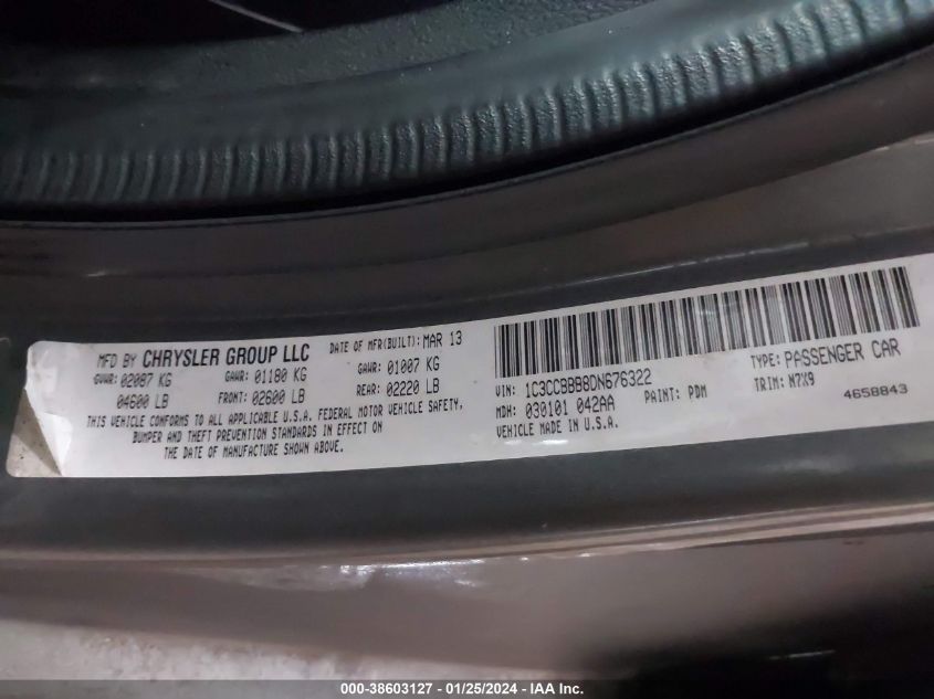 2013 CHRYSLER 200 TOURING - 1C3CCBBB8DN676322