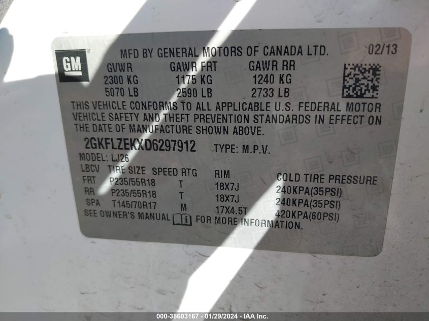 2013 GMC TERRAIN DENALI - 2GKFLZEKXD6297912