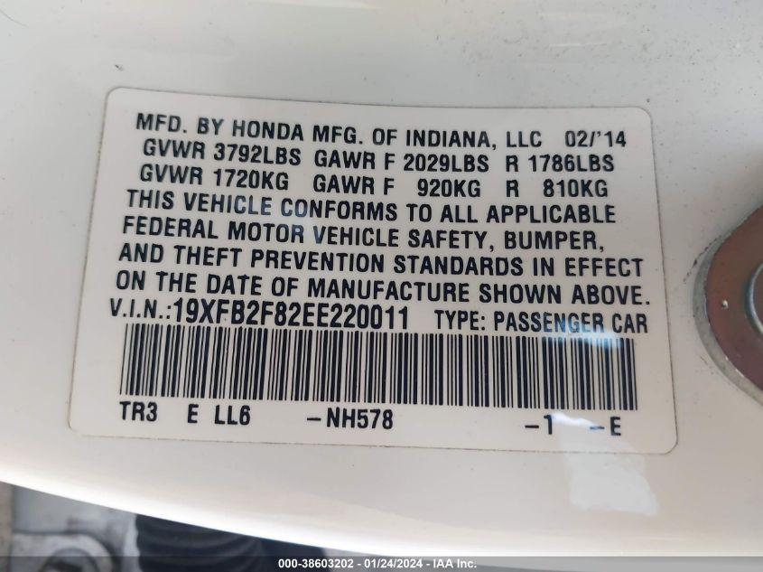 2014 HONDA CIVIC EX - 19XFB2F82EE220011