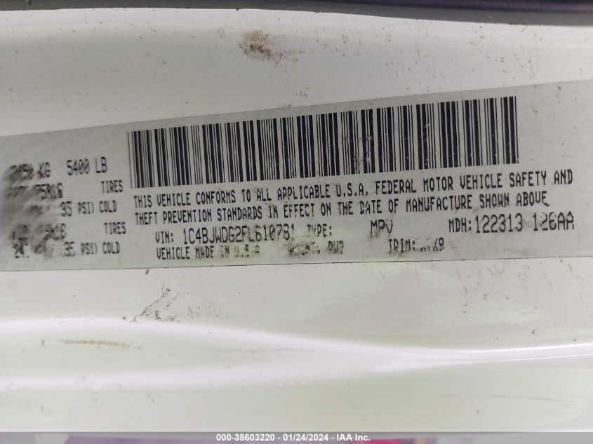 2015 JEEP WRANGLER UNLIMITED SPORT - 1C4BJWDG2FL610781