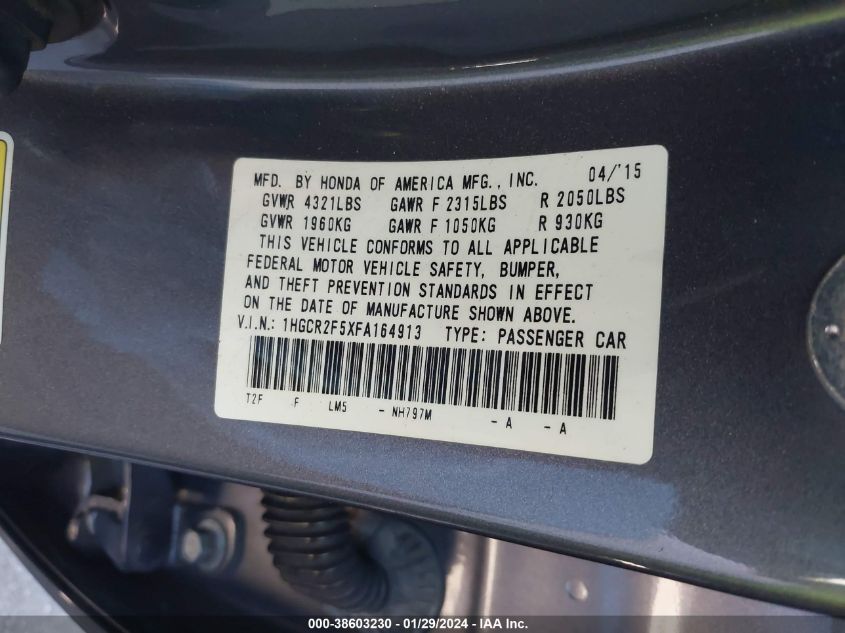 2015 HONDA ACCORD SPORT - 1HGCR2F5XFA164913