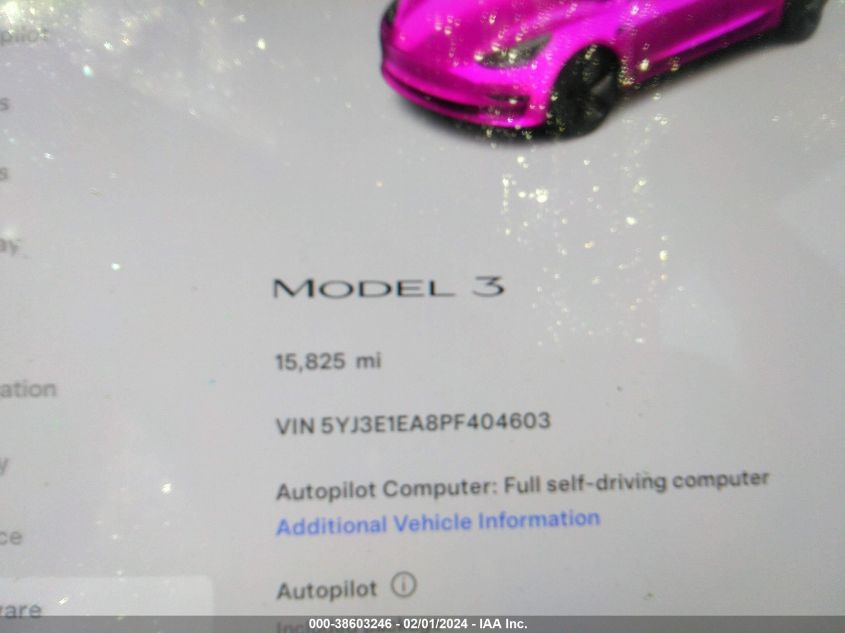 2023 TESLA MODEL 3 REAR-WHEEL DRIVE - 5YJ3E1EA8PF404603
