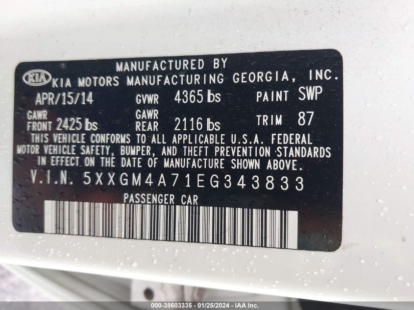 2014 KIA OPTIMA LX - 5XXGM4A71EG343833