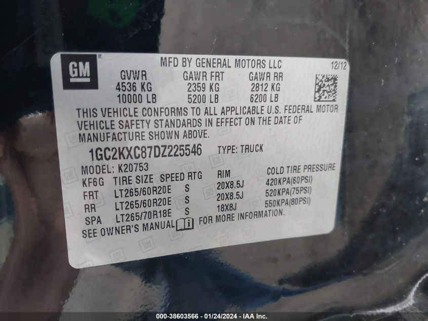 2013 CHEVROLET SILVERADO 2500HD LT - 1GC2KXC87DZ225546