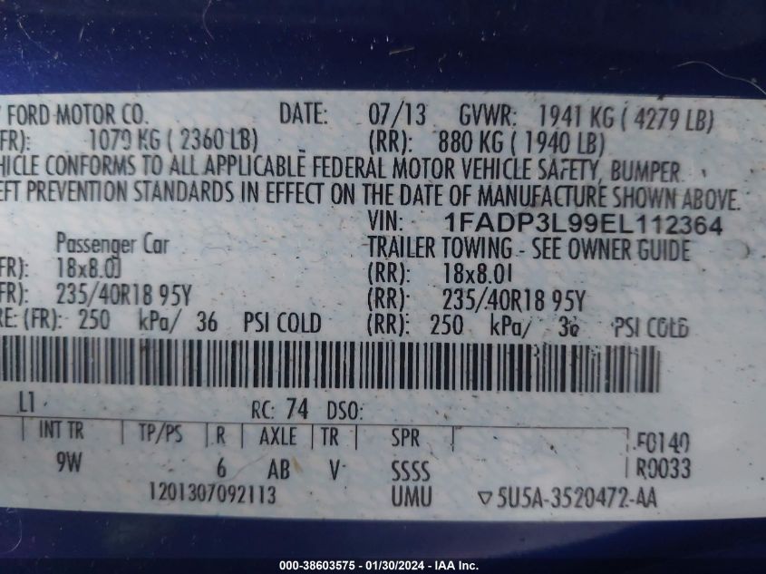 2014 FORD FOCUS ST - 1FADP3L99EL112364