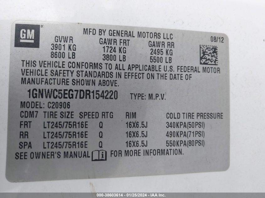 2013 CHEVROLET SUBURBAN 2500 COMMERCIAL FLEET 1GNWC5EG7DR154220