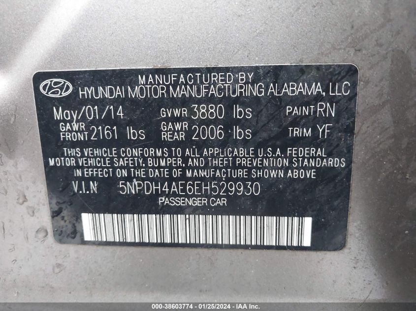 2014 HYUNDAI ELANTRA SE - 5NPDH4AE6EH529930