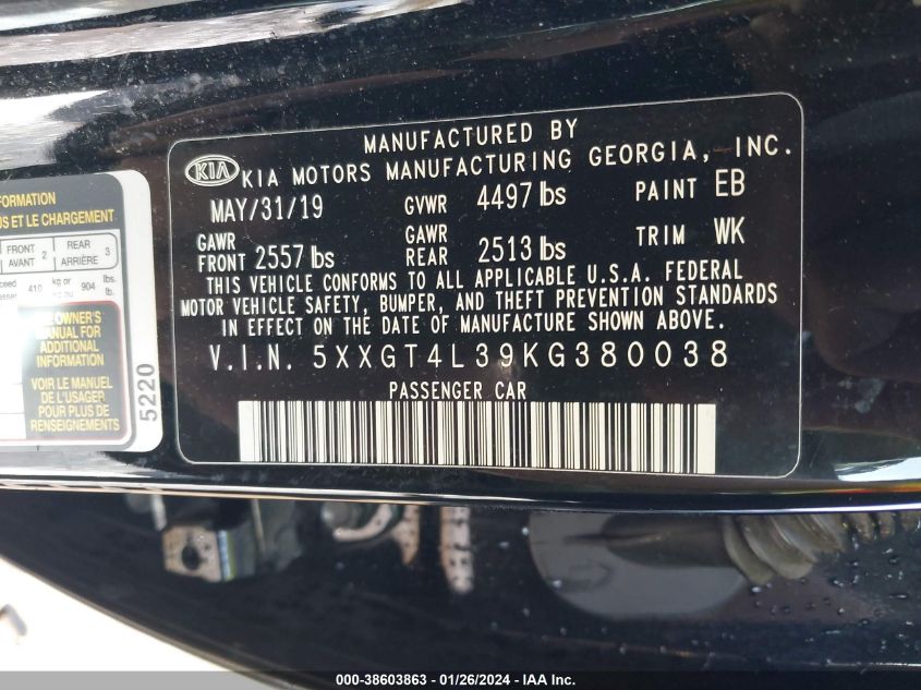 2019 KIA OPTIMA LX - 5XXGT4L39KG380038